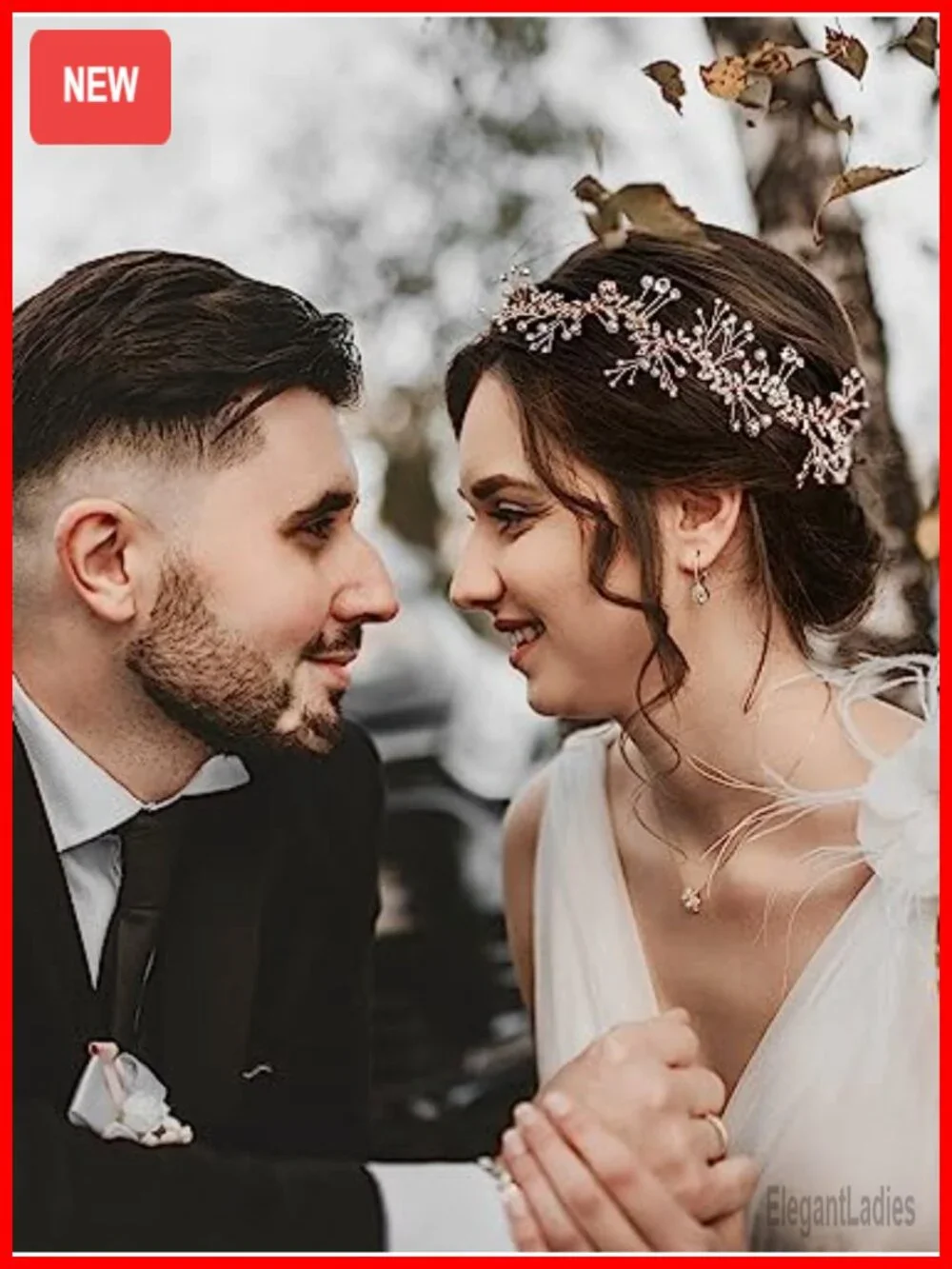 Bridal Headband Hair Vine with Crystal and Pearl Details
